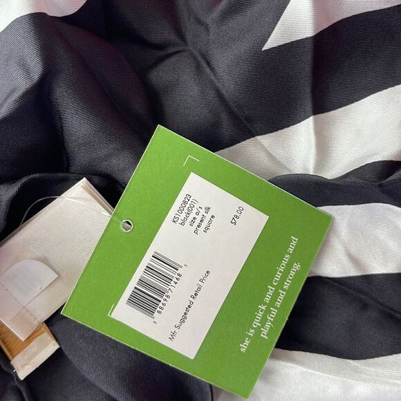 Kate Spade New York Present Silk Square Scarf Black Scarves - Picture 4 of 4